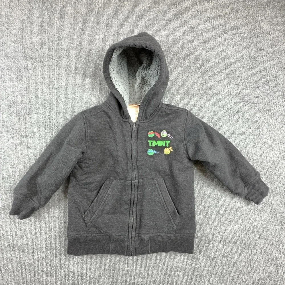 Nickelodeon Hoodie Sweatshirt Unisex Kids 4 Gray Fleece Zip TMNT X-Treme Turtles